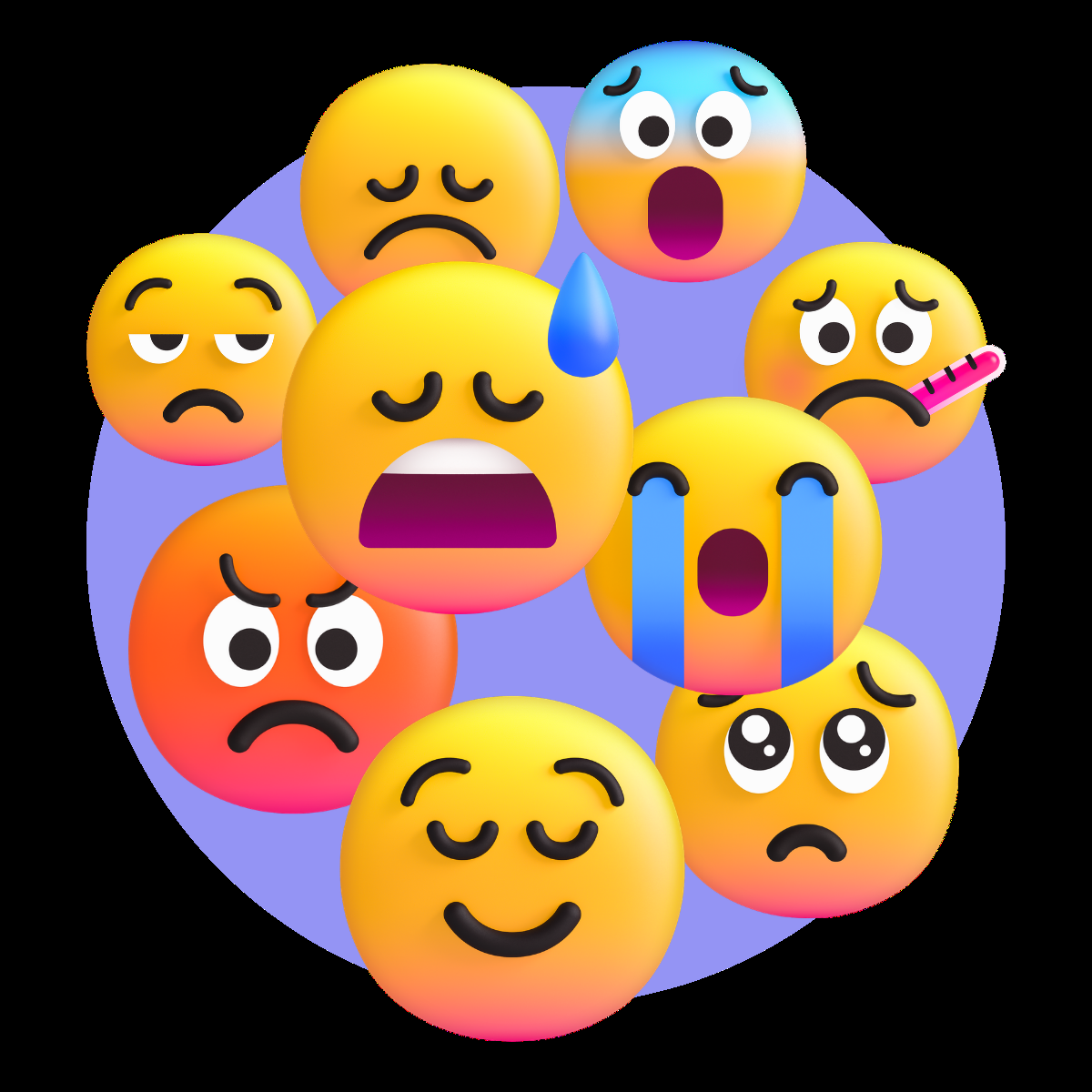 Illustration showing various mood emojis