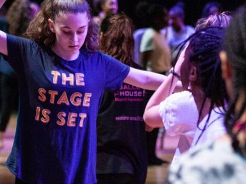 Young people taking part in a drama session at Spotlight Youth Space in Tower Hamlets
